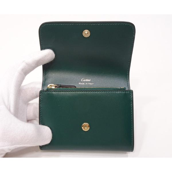 ほぼ未使用　カルティエ　C ドゥ カルティエ　ミニウォレット 財布　グリーン Cartier - ほぼ未使用 カルティエ C ドゥ カルティエ ミニウォレット
