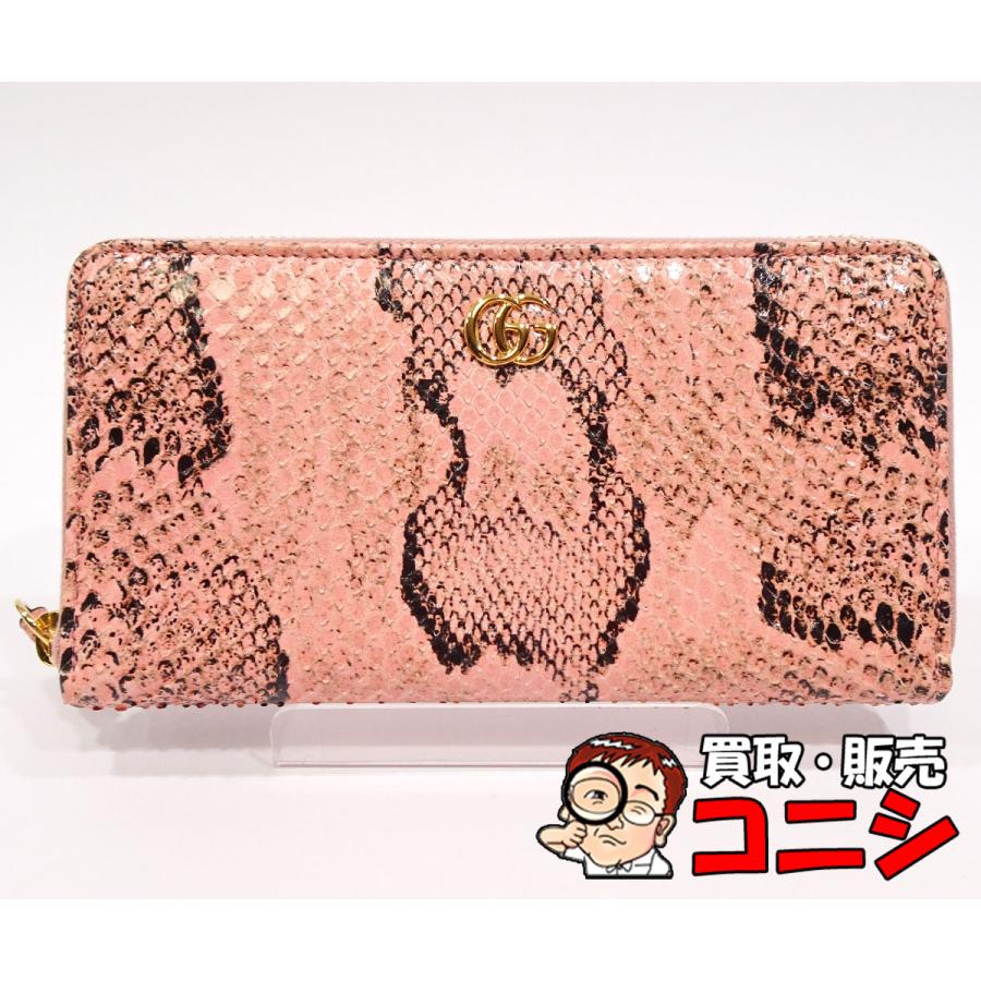 GUCCI グッチ GGマーモント ラウンドファスナー長財布 ピンク GUCCI（グッチ） 【質コニシ】【GUCCI/グッチ】ラウンドファスナー 長