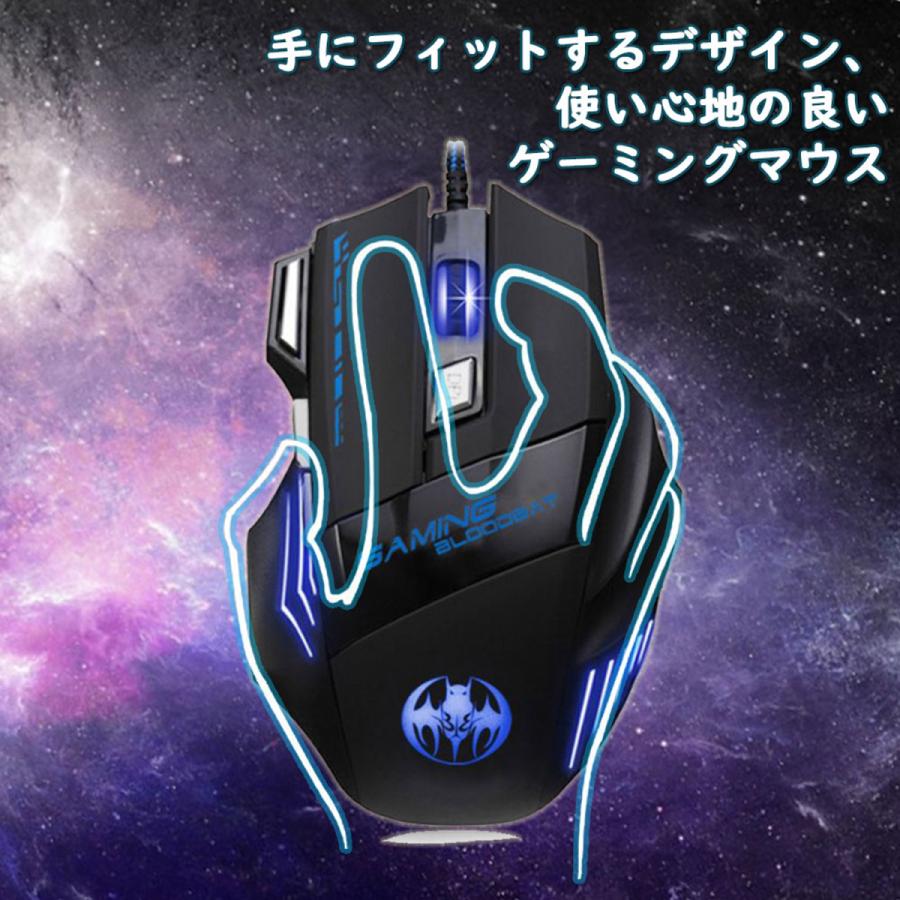 ゲーミングマウス 有線マウス LED光学式 7200DPI 切り替え USB