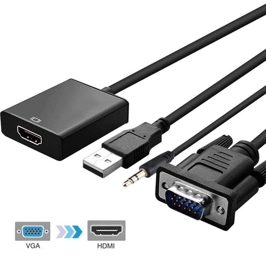 VGA HDMI 変換アダプタ オーディオ 変換 コンバーター 1080P USB電源付き 音声対応 音声出力 D-Sub 15ピン アナログ信号｜konkonya27｜11