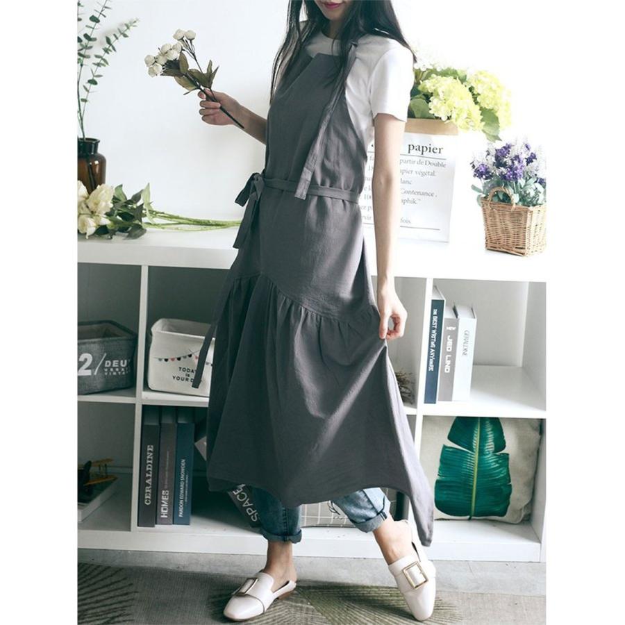 エプロン ワンピース レディース ロング丈 マーメイド カフェ