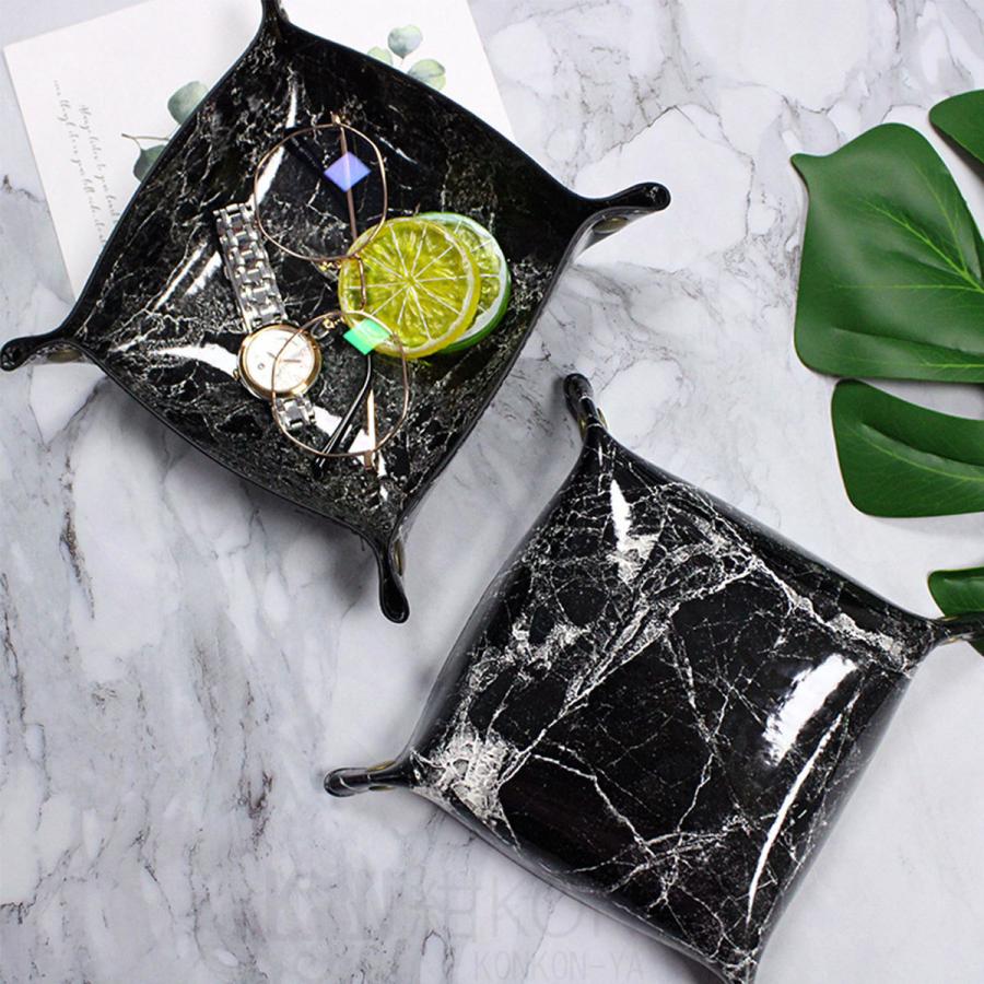 マルチトレイ PUレザー 大理石 小物入れ 収納 キー 鍵 腕時計 指輪