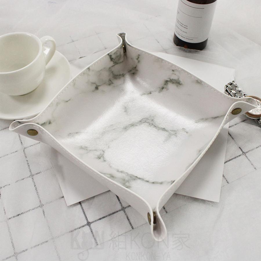 マルチトレイ PUレザー 大理石 小物入れ 収納 キー 鍵 腕時計 指輪