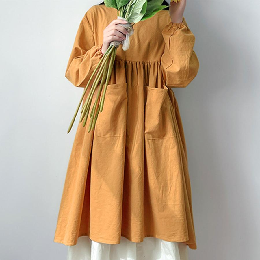 割烹着 エプロン レディース スモック かぶり 長袖 ゆったり おしゃれ