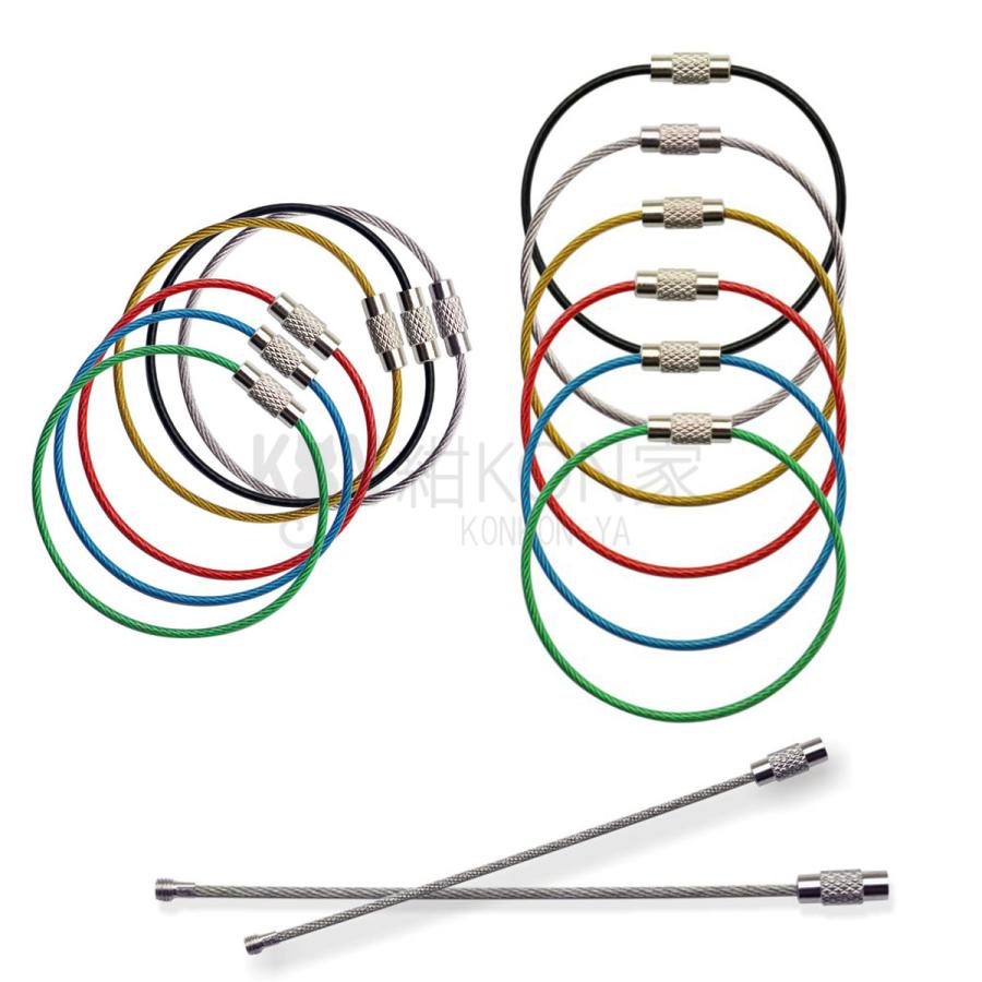 ワイヤーキーリング 10本セット ネジ式 キーホルダー キーチェーン