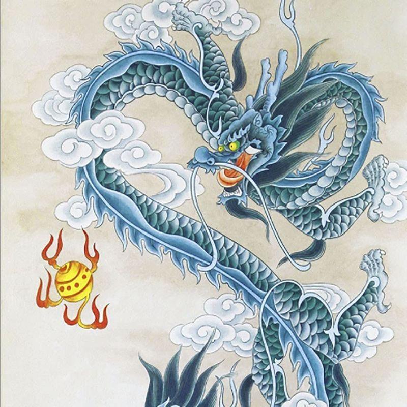 セール特価 インテリア 室内 壁掛け 掛軸 タペストリー 風水 龍神 竜 龍 ブルードラゴン 掛け軸 おしゃれ 巻 巻物 和室 部屋 玄関 絵 ポスター タペストリー Oroagri Eu