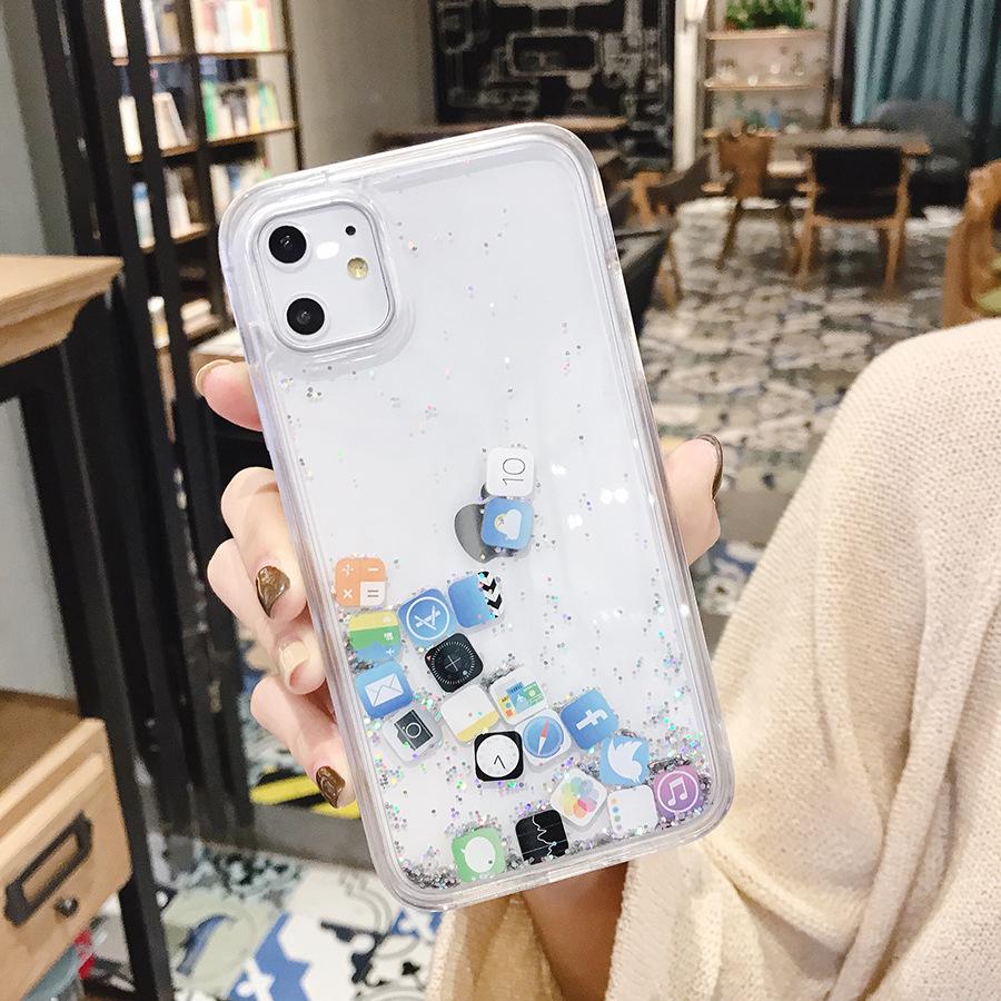 iPhone12 ケース 透明 アイコンフレーク クリア ラメ スマホケース カバー iPhoneケース SE2 SE3 iPhone11 iPhone12Proケース se 第二世代 カバー キラキラ 透明｜konomi-store｜04