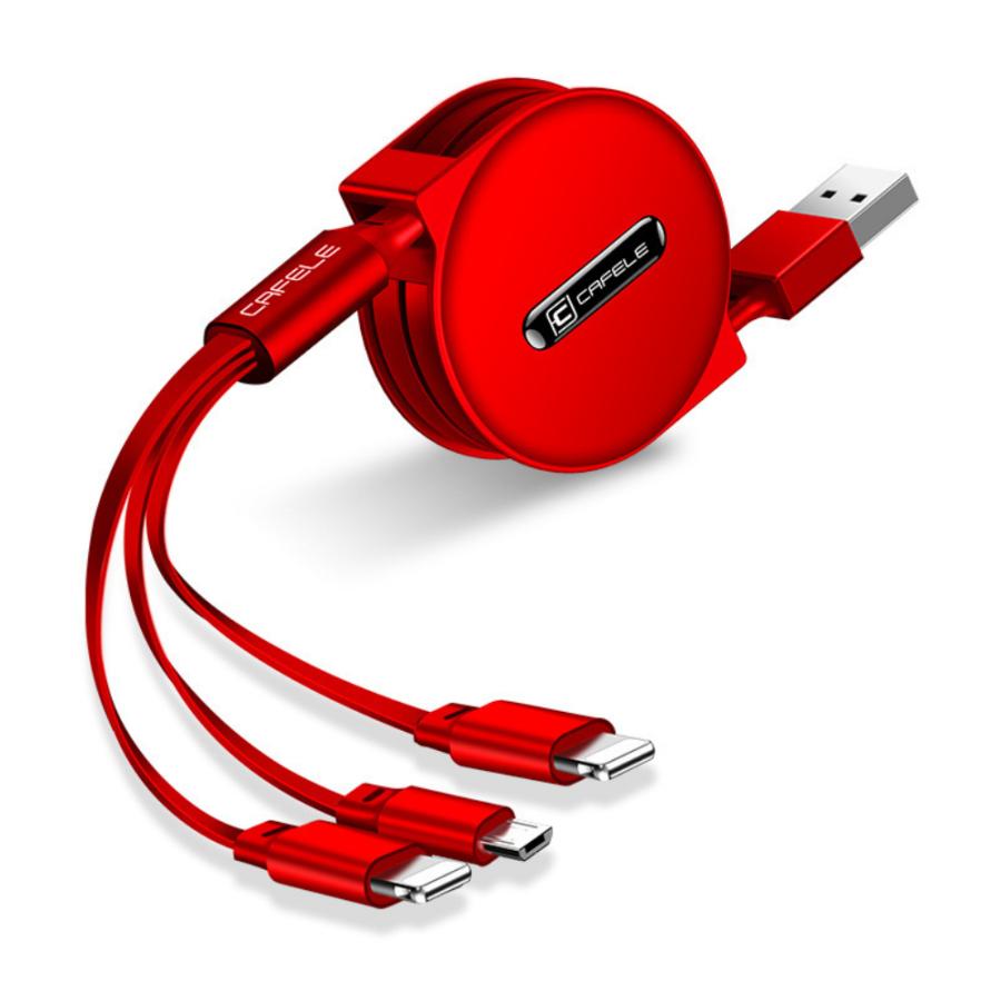 iPhone 充電ケーブル 急速充電 3in1 コンパクト 巻き取り Type-C Micro