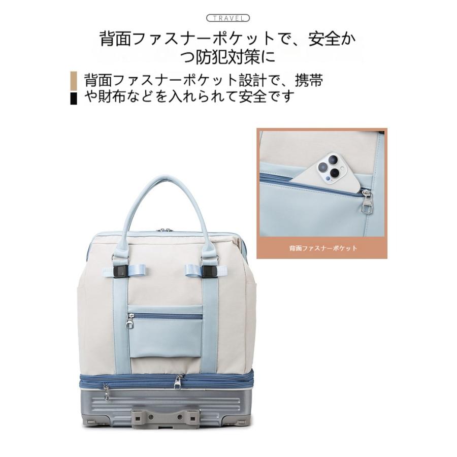 グレー ボストンバッグ キャリーハンドル付き キャリーバッグ ボストンバッグ キャスター付き 伸縮ハンドル 引っ越し