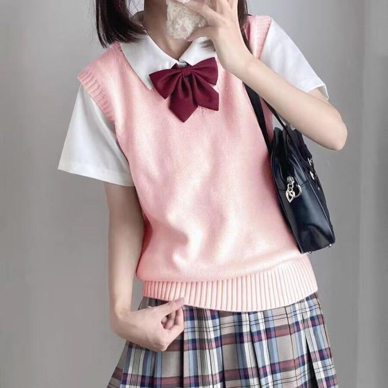 ノースリーブ Vネック ニット セーター スクールベスト 制服 通学 女子