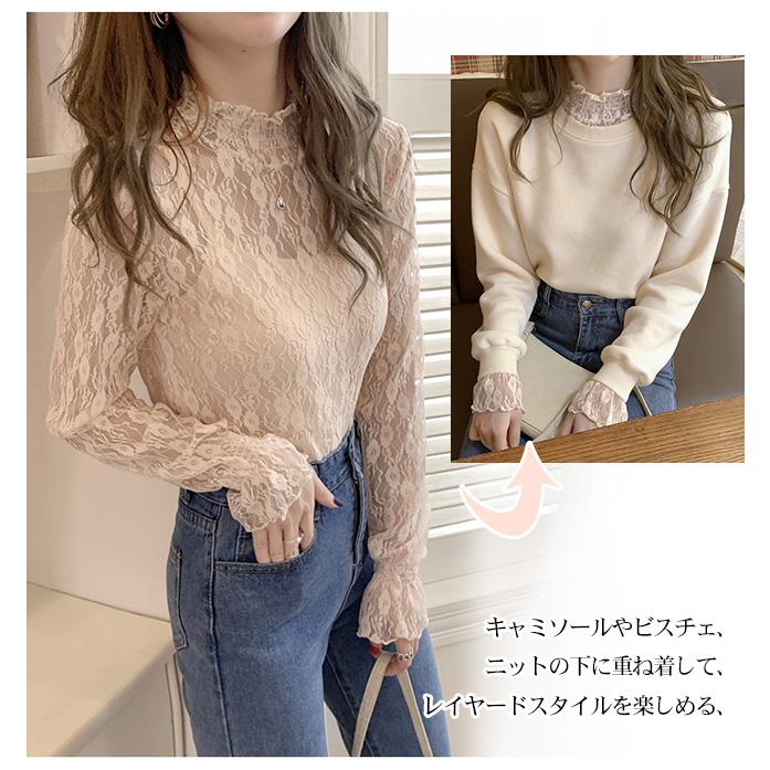 レース Tシャツ 透け感 フリル レディース シースルー トップス シアー