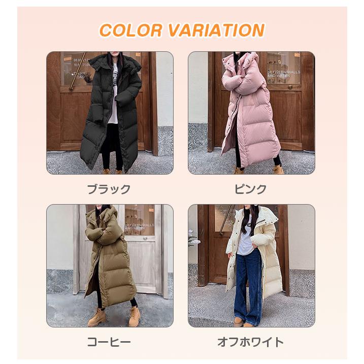 ダウンコート レディース ロングコート 冬 ゆったり フード付き 冬服