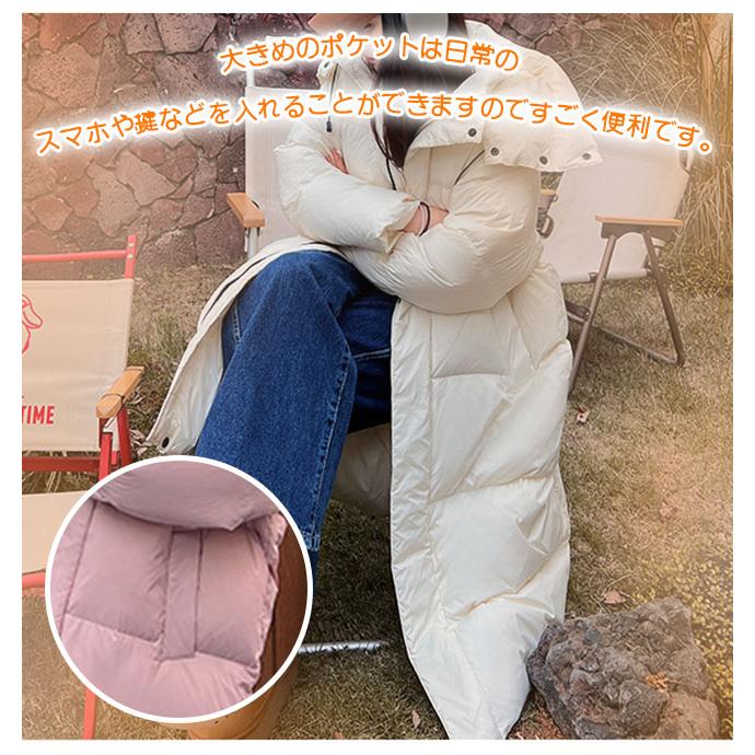 ダウンコート レディース ロングコート 冬 ゆったり フード付き 冬服