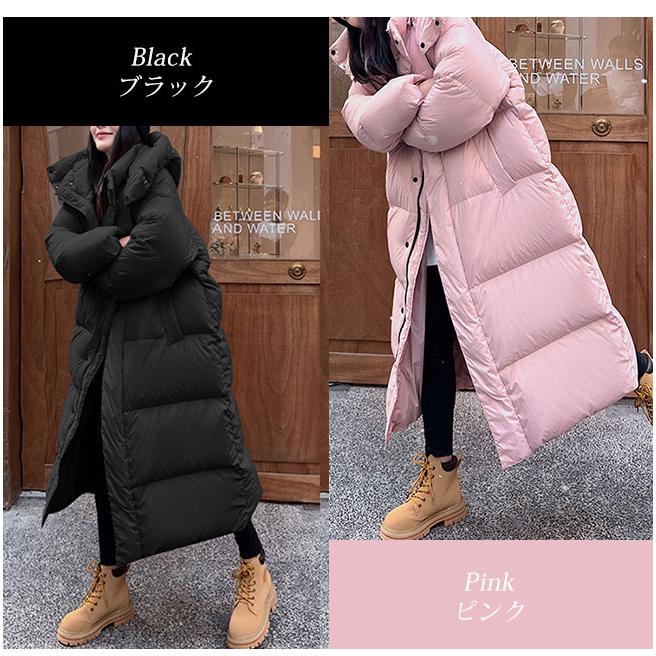 ダウンコート レディース ロングコート 冬 ゆったり フード付き 冬服