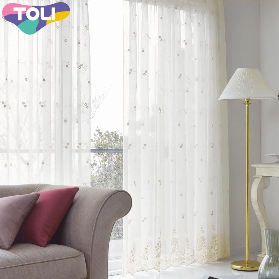 東リ オーダーカーテン フフル TKF20643 エンブロイダリー ヨコ使い レース カーテン ソフトプリーツ加工（SL） 1.5倍ヒダ 幅134〜200cm×丈221〜240cm