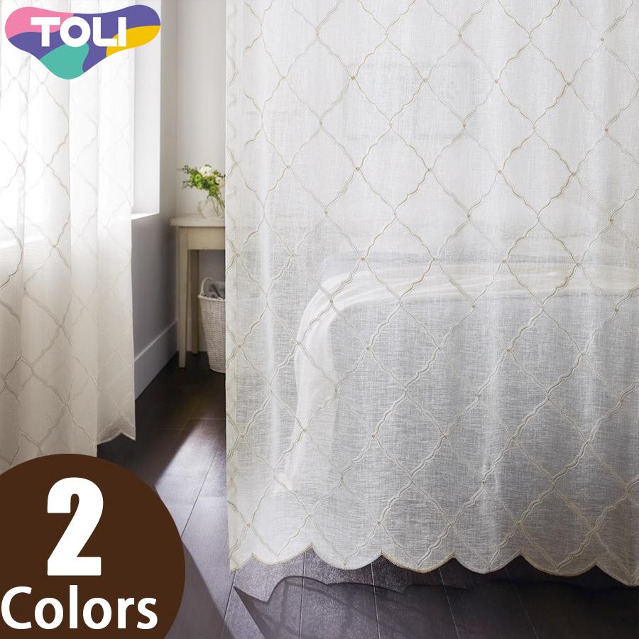 東リ オーダーカーテン フフル TKF20649・20650 エンブロイダリー ヨコ使い レース カーテン ソフトプリーツ加工（SL） 1.5倍ヒダ 幅134〜200cm×丈221〜240cm