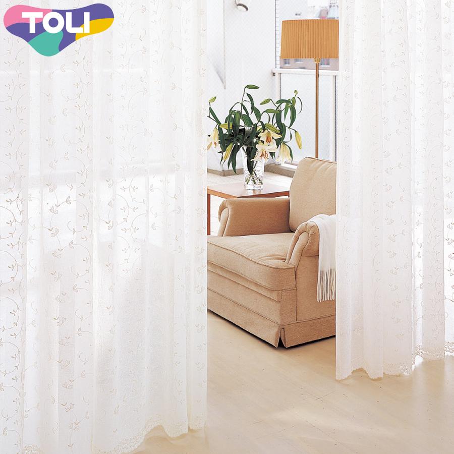 東リ オーダーカーテン フフル TKF20660 エンブロイダリー ヨコ使い レース カーテン ソフトプリーツ加工（SL） 1.5倍ヒダ 幅134〜200cm×丈241〜247cm