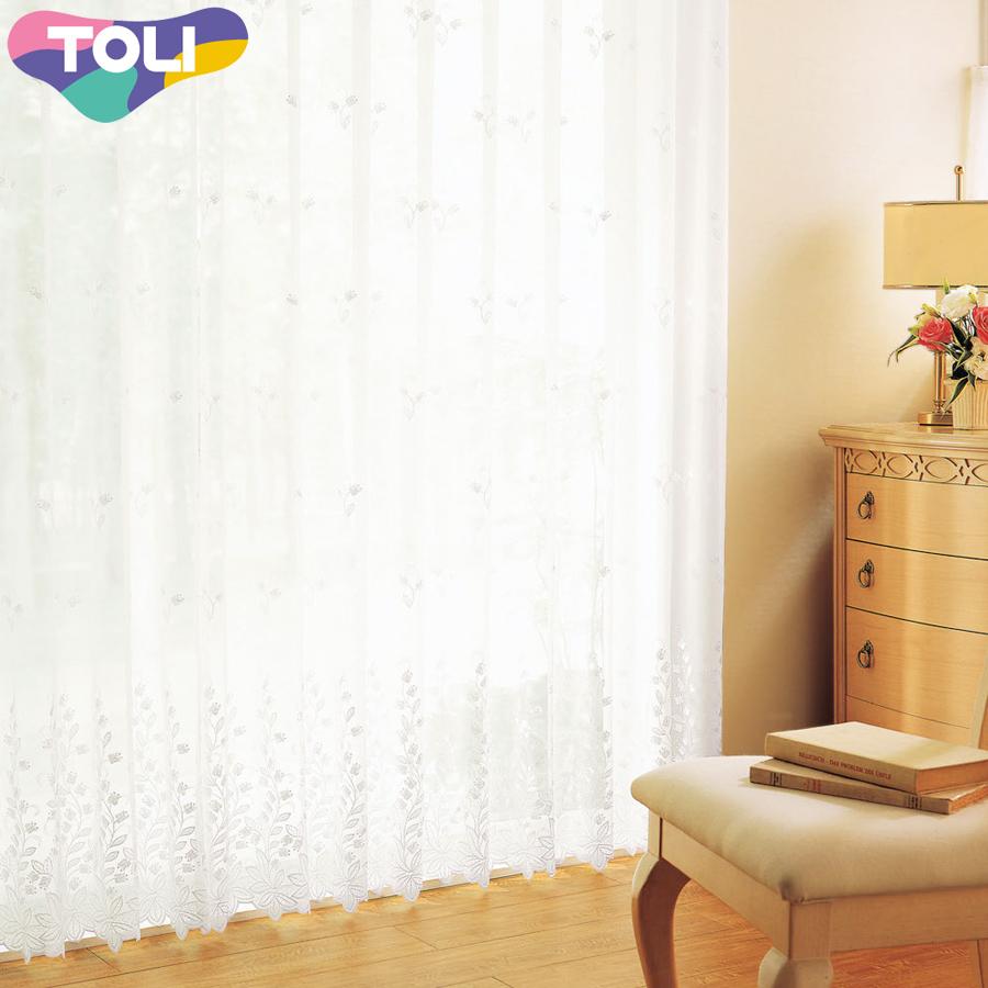 東リ オーダーカーテン フフル TKF20663 エンブロイダリー ヨコ使い レース カーテン ソフトプリーツ加工（SL） 2倍ヒダ 幅151〜200cm×丈241〜259cm