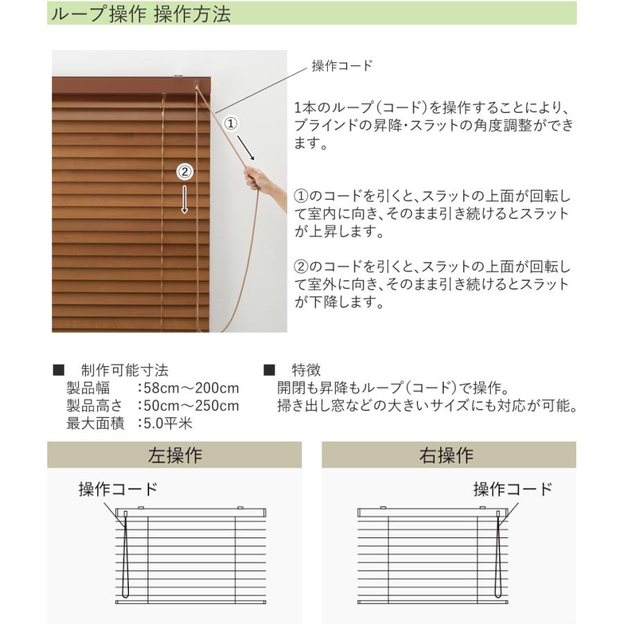 ウッドブラインド35 FIRSTAGE 立川機工 オーダー タチカワ ブラインド 木製ブラインド ループ操作 TW4511〜TW4535 幅121cm〜140cm×高さ201cm〜230cm｜konpo｜03