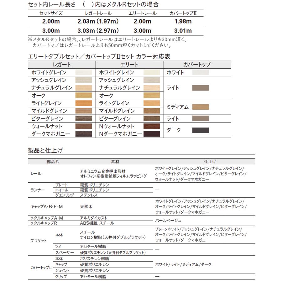 トーソー カーテンレール レガート ダブル正面付 メタルMセット 【2.00m】【ダブルセット】 TOSO_5