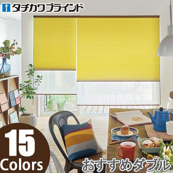 プリーツスクリーン タチカワ ペルレ おすすめダブル ワンチェーン操作 エブリ遮光 PS2421〜PS2435 幅201cm〜240cm×丈181cm〜220cm
