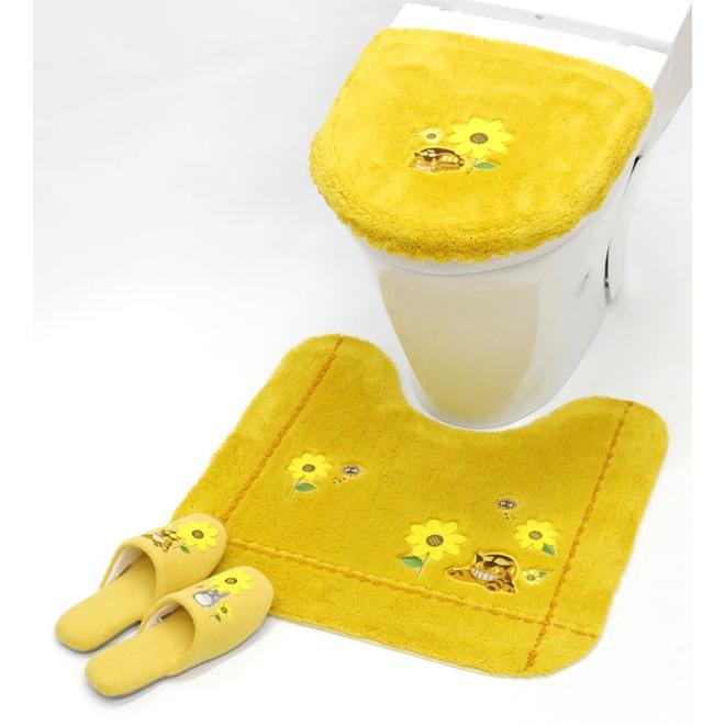 となりのトトロ 毎日続々入荷 トイレ スタジオジブリ 花のバス停 スリッパ 3点セット トイレマット 洗浄便座ふたカバー