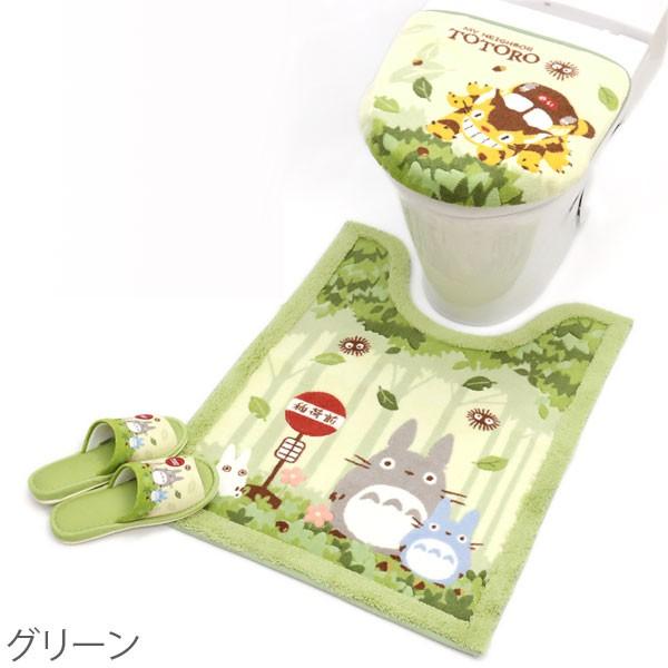となりのトトロ トイレ なかま 洗浄便座ふたカバー ロングトイレマット スリッパ 3点セット