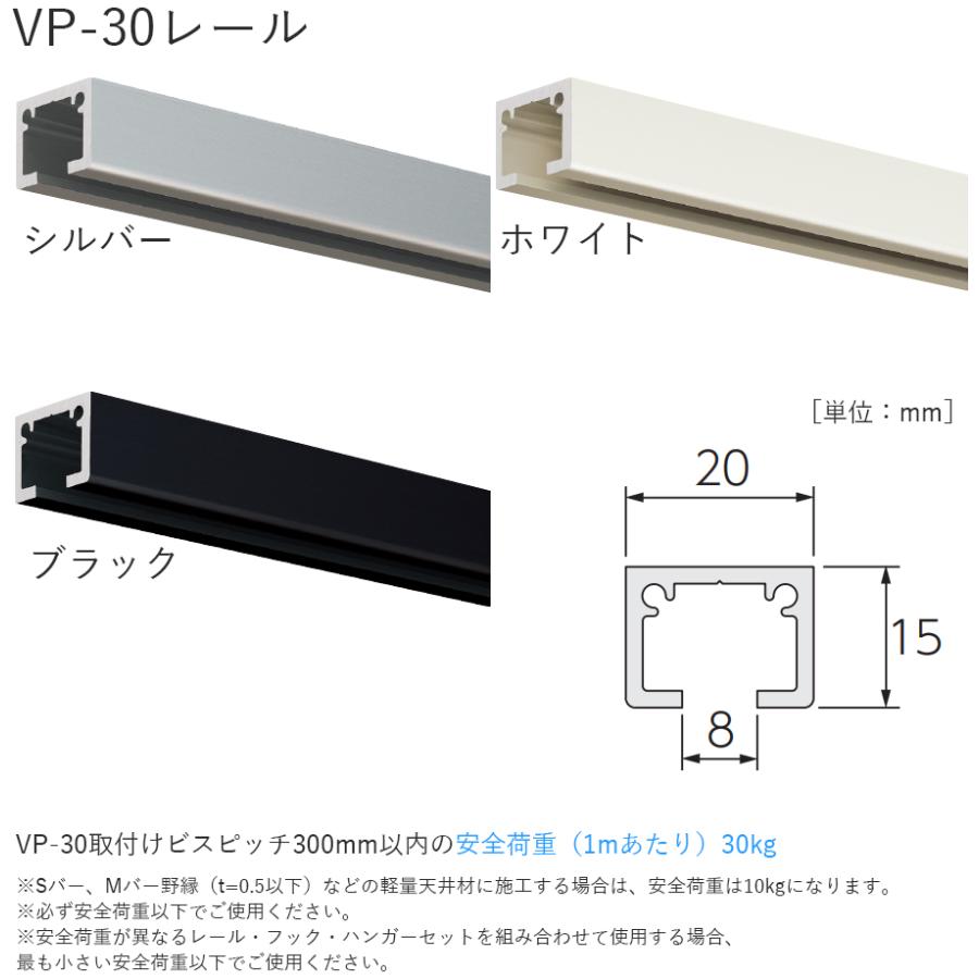 ピクチャーレール VP-30 正面付けセット 1m （シルバー） キャップ フック付き 【タチカワピクチャーレール】_1
