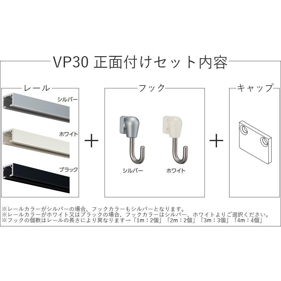 ピクチャーレール VP-30 正面付けセット 1m （シルバー） キャップ フック付き 【タチカワピクチャーレール】_2