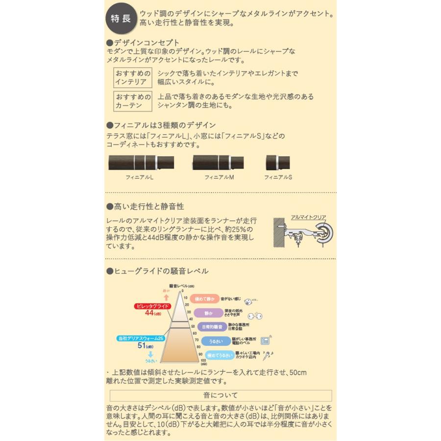 カーテンレール ビレッタグライド、ファンティア 3.10m ダブル正面付け フィニアルSセット 【タチカワカーテンレール】_4