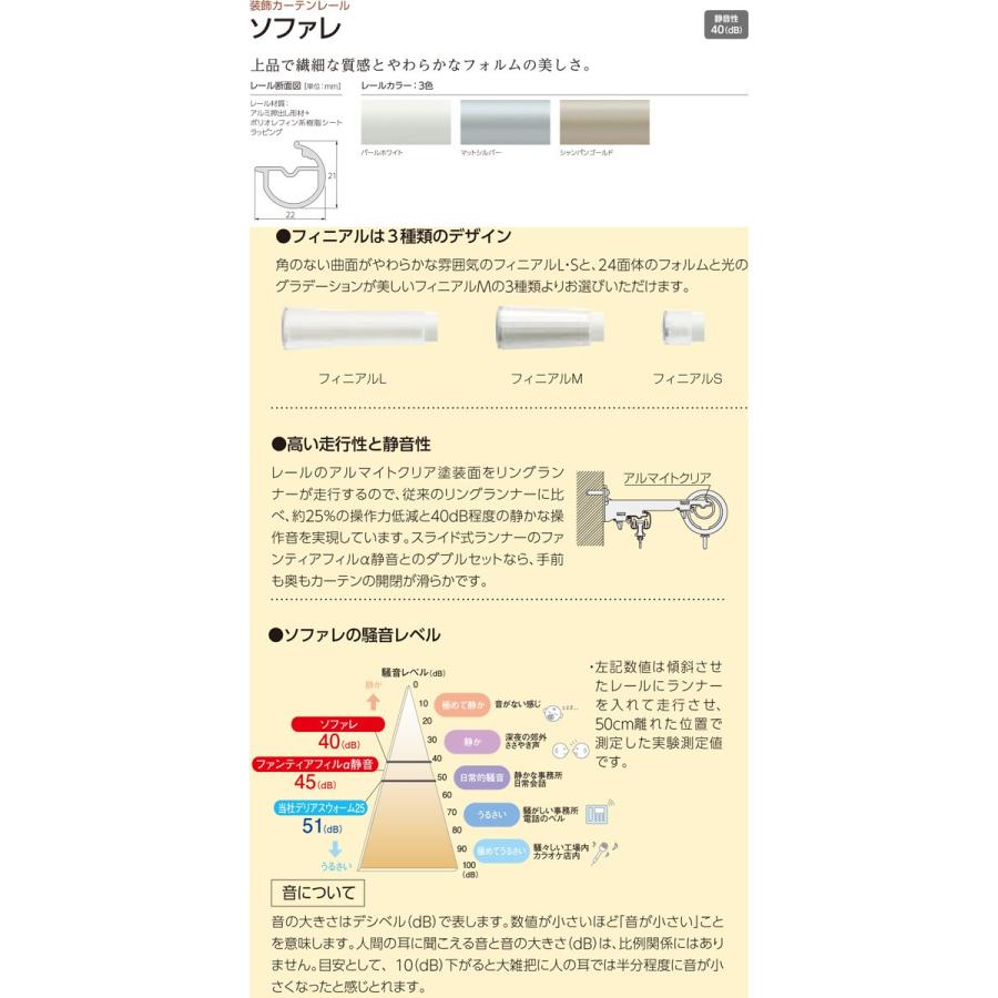 カーテンレール ソファレ 3.1m ファンティアフィルα静音（同色）ダブル正面付けセット 【タチカワカーテンレール】_4