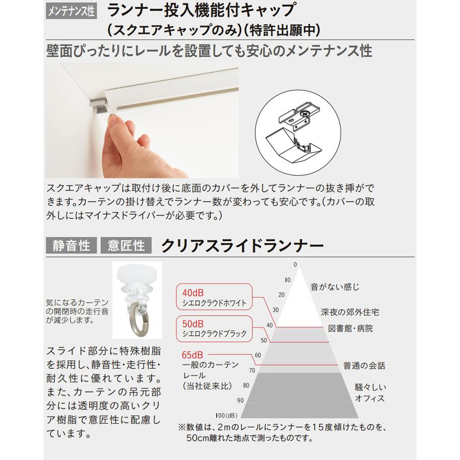 カーテンレール シエロクラウド シングル天井付ウェーブスタイル用セット 2.00ｍ プレーン TOSO シーリングレール シエロ シリーズ トーソー 日本製_4