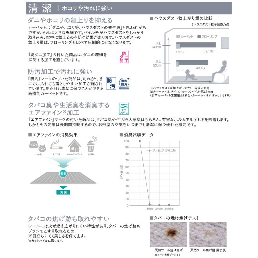 東リ カーペット 防炎 ディフェンダー2 江戸間4.5帖 261cm×261cm 4.5畳 厚手 床暖房対応 おしゃれ ラグマット 北欧 フリーカット サイズオーダー 絨毯 防音効果 | 東リ | 03