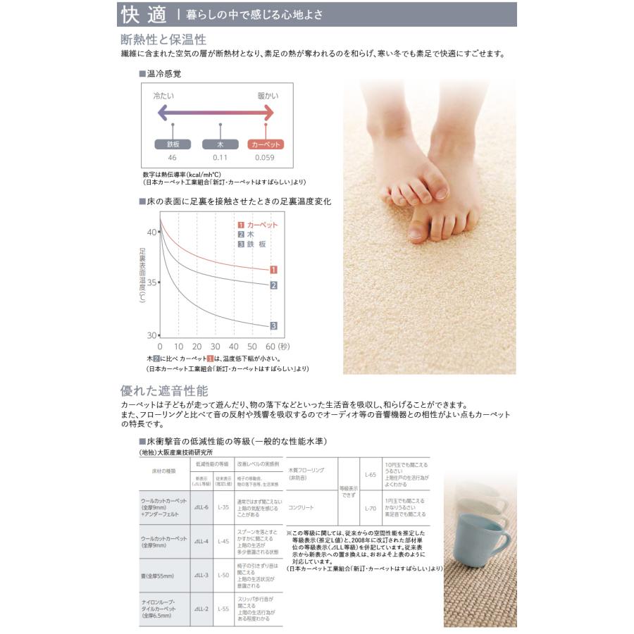 東リ カーペット 防炎 トリアック2 江戸間4.5帖 261cm×261cm 4.5畳 厚手 床暖房対応 おしゃれ ラグマット 北欧 フリーカット サイズオーダー 絨毯 防音効果_4