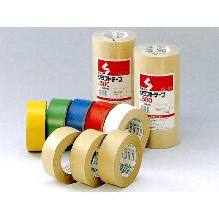 クラフトテープ セキスイ No.500 38mm×50m 3ケースセット 180巻 黄色 緑 青 赤 積水 クラフトテープ