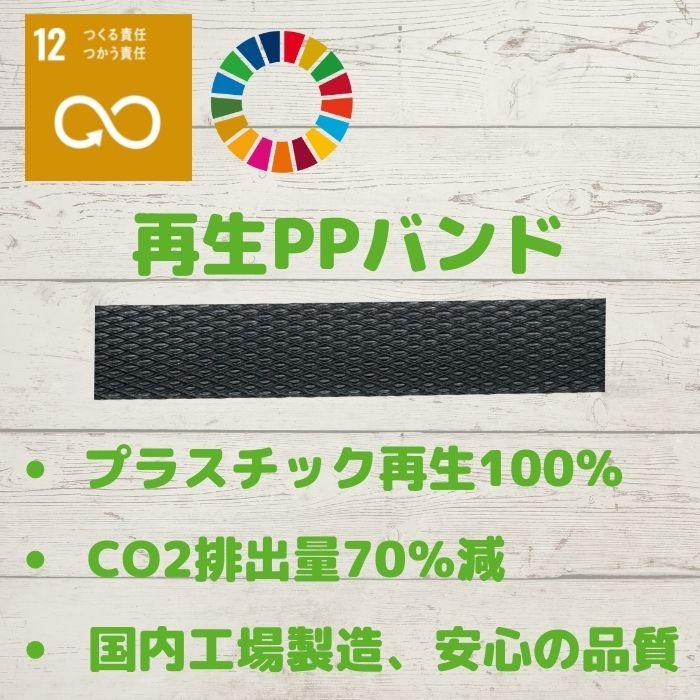 PPバンド リサイクルバンド  グリーンライトバンド 幅15mm 長さ2500m 2巻セット 黒 自動梱包機用  再生PPバンド プラカゴ eSH ストッパー SDGs [L1]【eP15】｜konpou｜02