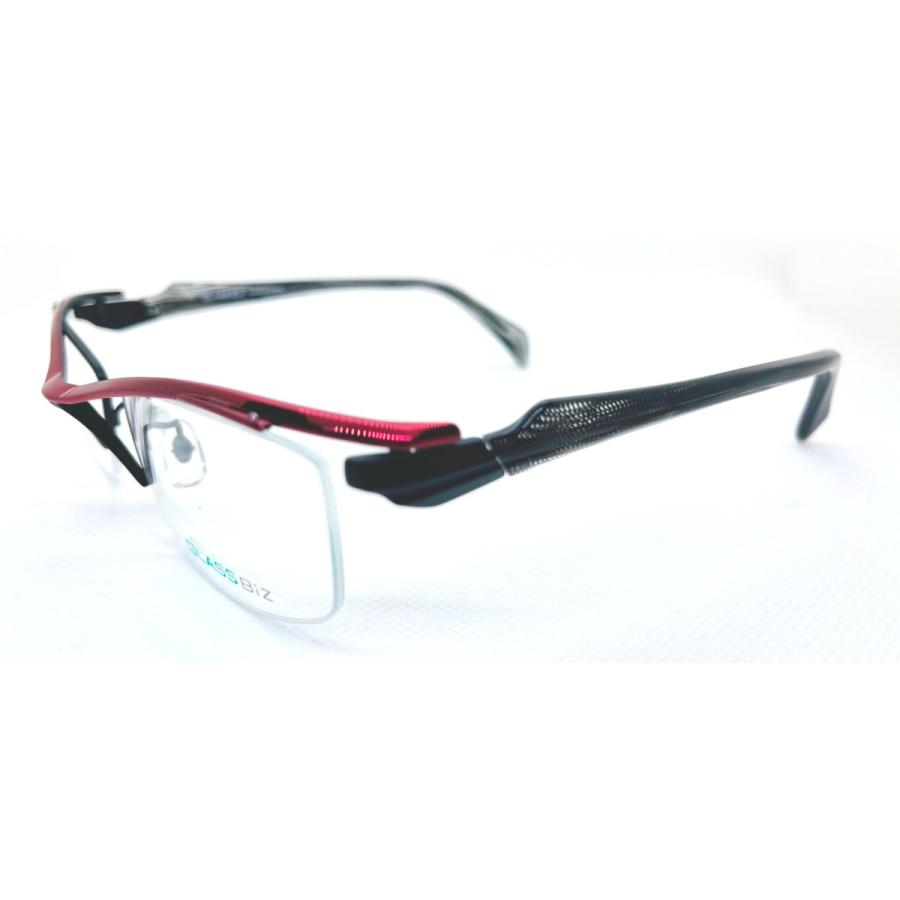 メガネフレーム GLASSBiz 8115 C-14 ハーフリム メタル レッド メガネフレーム GLASSBiz 8115 C-14 ハーフリム メタル レッド