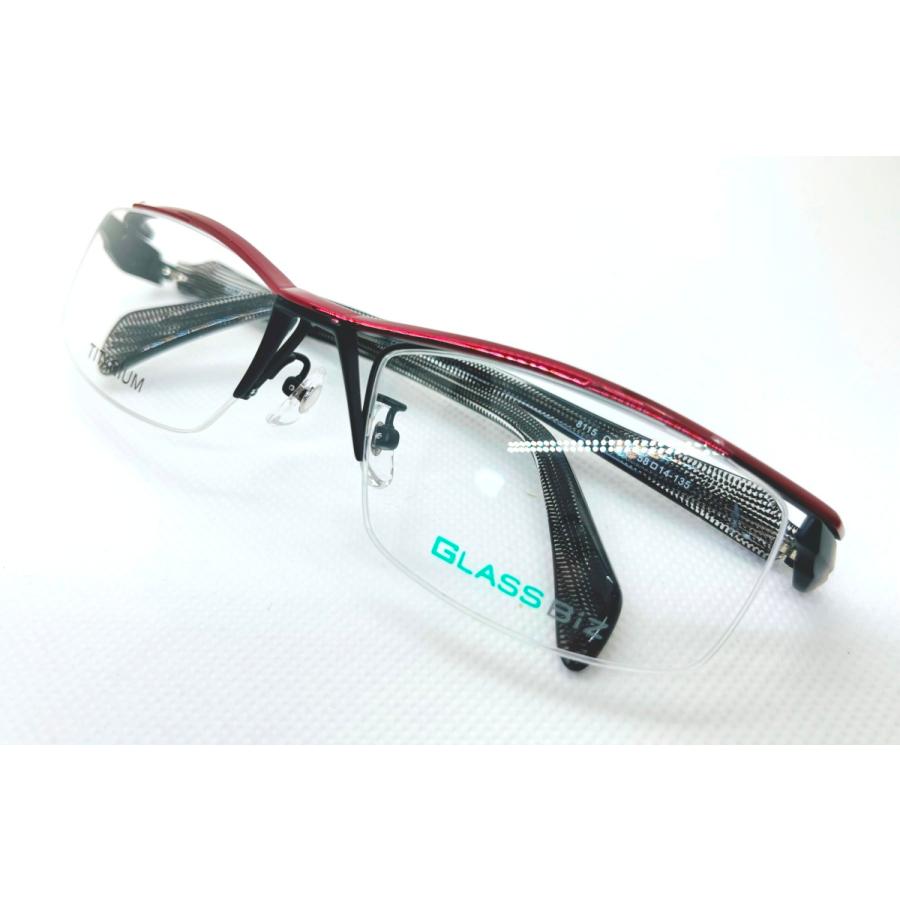 メガネフレーム GLASSBiz 8115 C-14 ハーフリム メタル レッド メガネフレーム GLASSBiz 8115 C-14 ハーフリム メタル レッド
