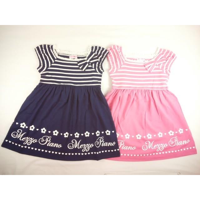 再値下げ セール Mezzopiano メゾピアノ 追加限定企画 ボーダー 無地切り替えロゴプリント入りワンピース Www Arilab Com Tr Index Php