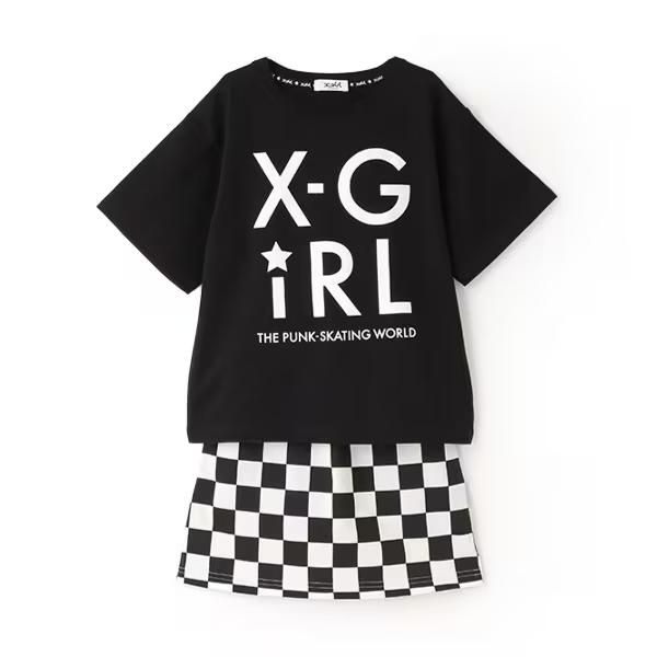 X-girl Stages ロゴT+ブロックチェック柄スカートセット X-girl Stages（エックスガールステージス） エックスガール ステージ