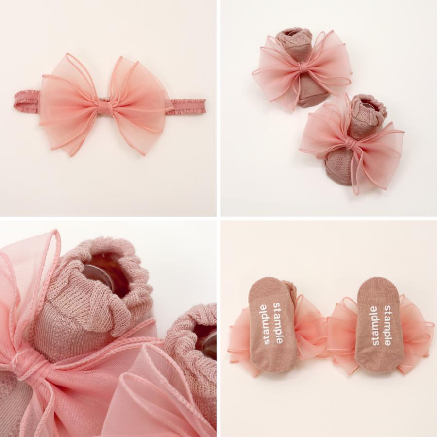 stample ／ スタンプル 【ヘアバンドつき】オーガンジーリボンカップ入り ベビーソックス 女の子 | stample | 01