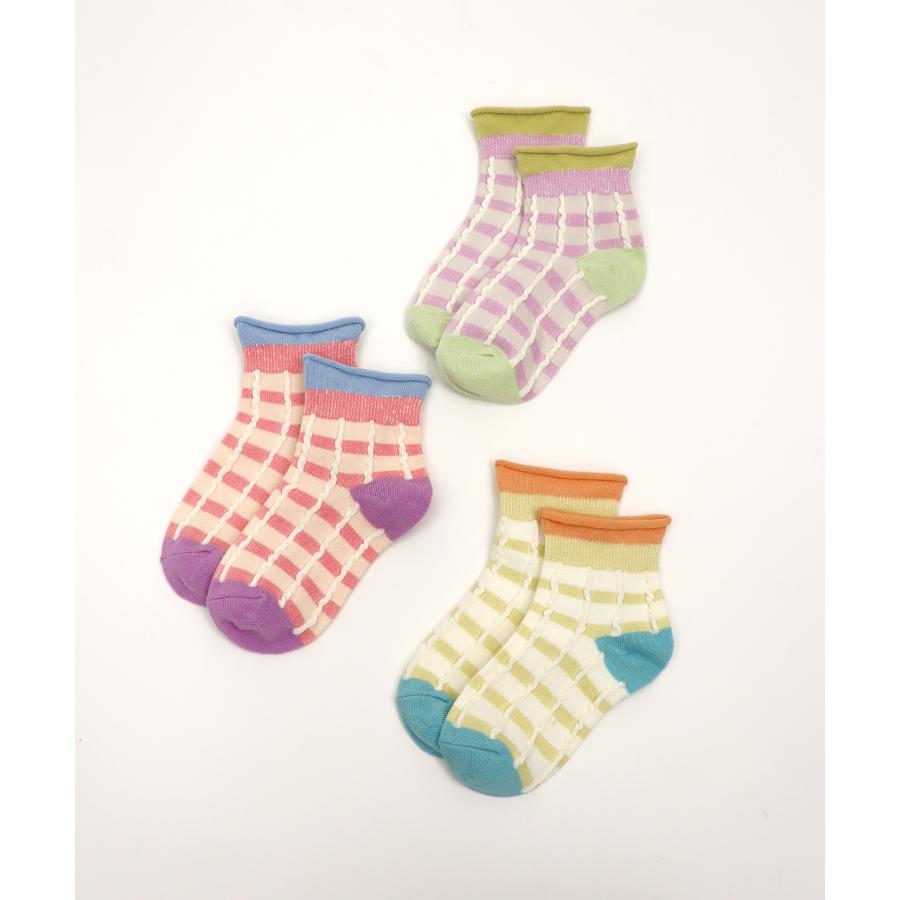 stample ／ スタンプル ふっくらチェックショートソックス ３足組 女の子 | stample | 01