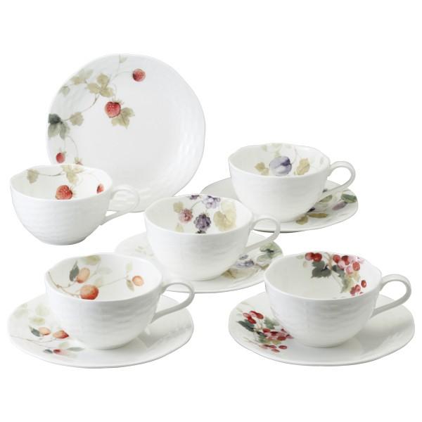 ナルミ NARUMI ルーシーガーデン ティーコーヒー兼用カップ＆ソーサー 5客セット 約210cc 96010-23067P 洋食器 珈琲 紅茶 ギフト | 