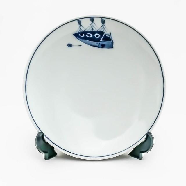 有田焼 青花 絵変り 丸銘々皿 オランダ船 S-32-165 小皿 銘々皿 取り皿 絵変わり小皿 手描き | 