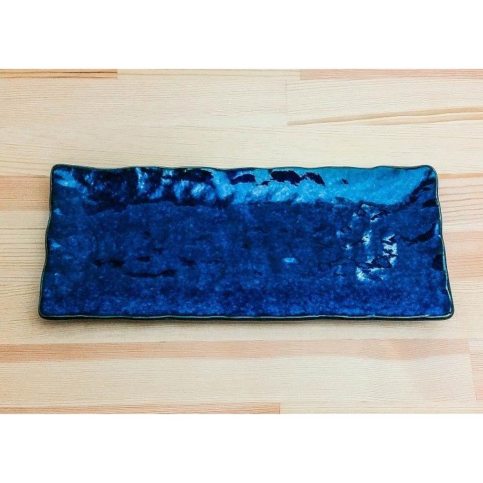 美濃焼 日本製 藍窯変サンマ皿 和食器 長皿 長角皿 焼き物皿 さんま皿