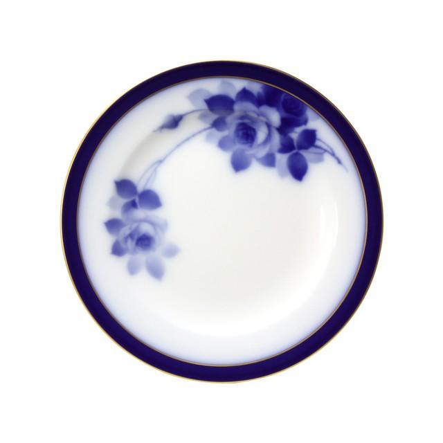 大倉陶園 日本製 100周年記念ブルーローズ 約20cmケーキ皿 3H/8011-R 洋食器 陶磁器 中皿 丸皿 ケーキ デザート ブルー