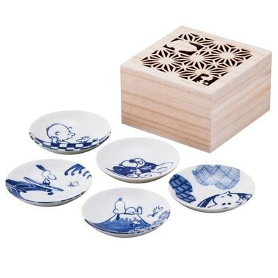 山加商店 YAMAKA 日本製 SNOOPY PEANUTS 縁起もの 木箱入豆皿揃 SN80