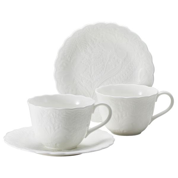 ナルミ NARUMI ホニトンレース Honiton Lace モーニングセット ペア(ブライト) 51952-23144 カップ＆ソーサー 御祝 内祝 ボーンチャイナ レリーフ | 