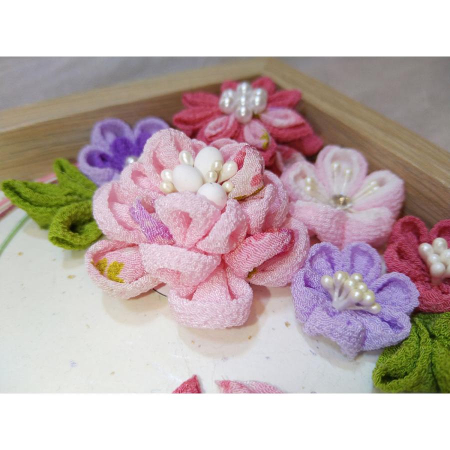 つまみ細工飾り額 伝統工芸 布細工 つまみ細工 木目調額