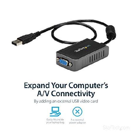 在庫 StarTech.com USB to VGA Adapter - 1440x900 - External Video ＆ Graphics Card - Dual Monitor Display Adapter - Supports Windows (USB2VGAE2)，Gray